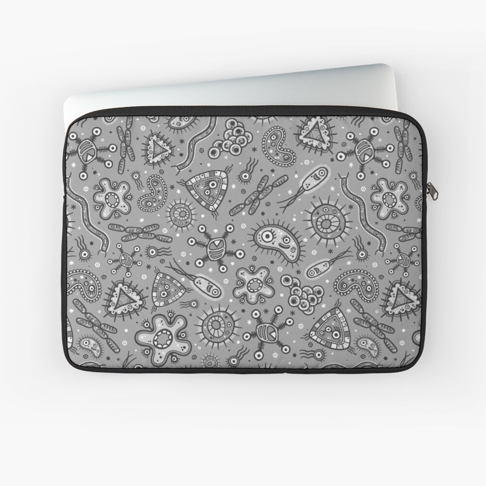 Cartoon Microbes - Grey / Gray Laptop Sleeve