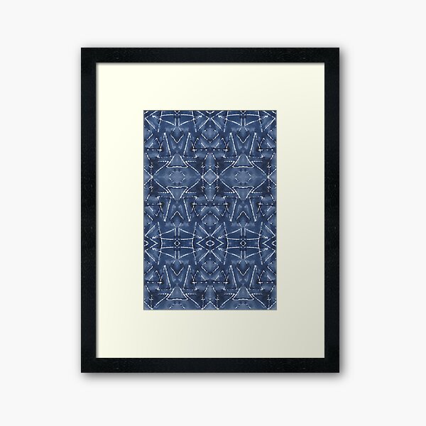Nui Shibori Watercolour Triangles Indigo Framed Art Print