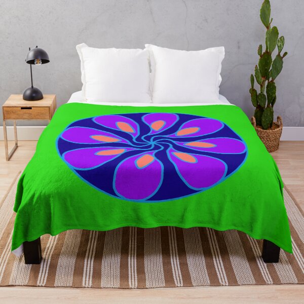Item preview, Blue, purple and pink circular motifs on a bright green background designed and sold by Tony  Ruther.