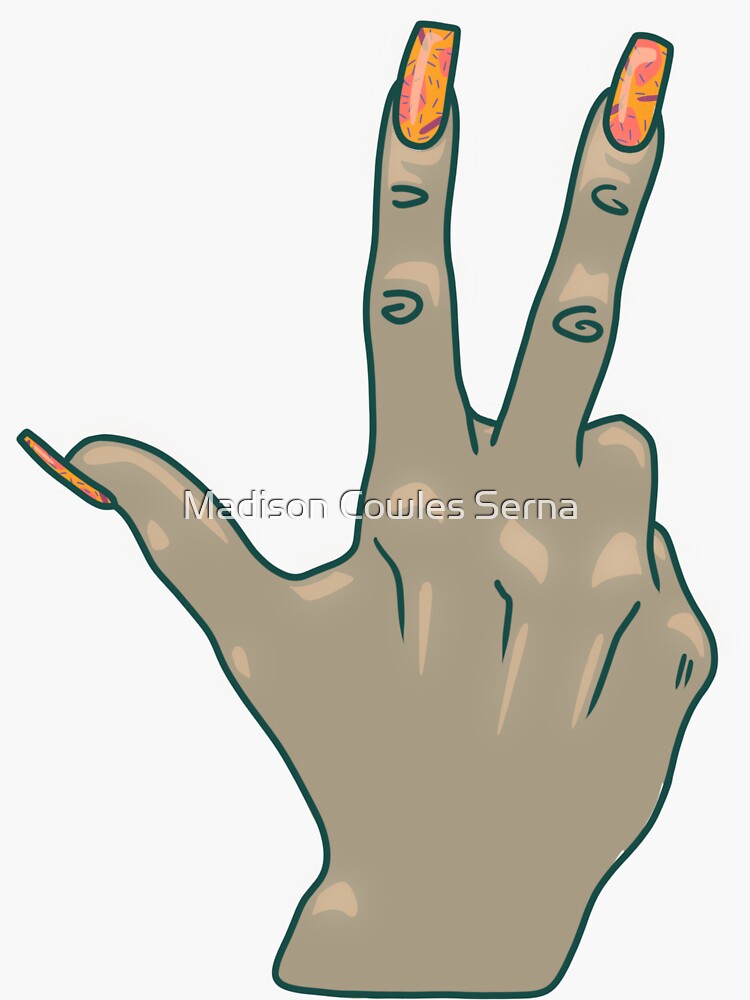 "3 Three Acrylic Nails ASL" Sticker for Sale by revonthem Redbubble