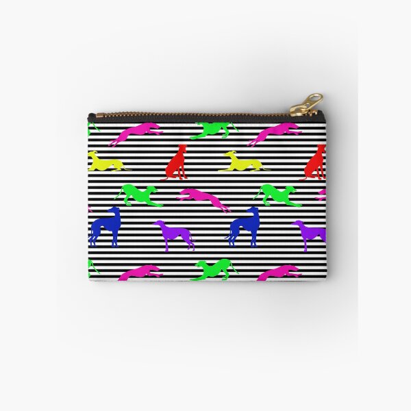 Item preview, Greyt Greyhound Silhouettes - Bright Colours on Black and White Stripes designed and sold by GreytGraphicals.