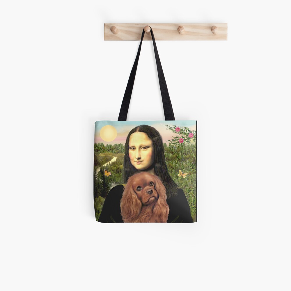 Mona Lisa and her Cavalier King Charles Spaniel (ruby) Tote Bag