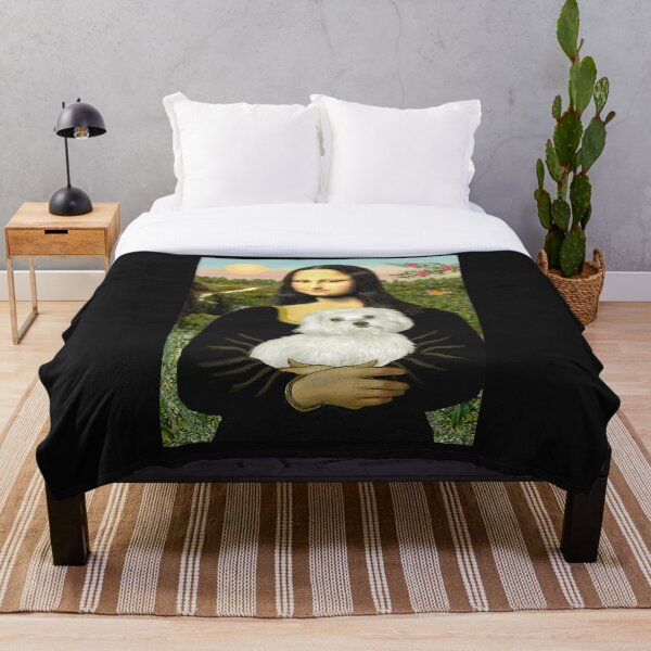 Mona Lisa and her Maltese Throw Blanket