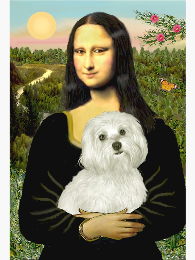 Mona Lisa and her Maltese by JeanBFitzgerald