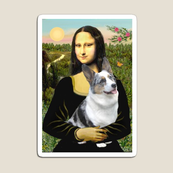 Mona Lisa and her Welsh Corgi (blue merle) Magnet