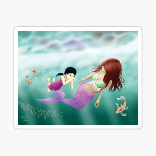 Swimming Lesson Mermaid Art Sticker