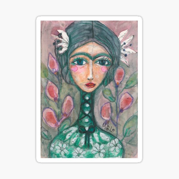 Frida Kahlo w/ Turquoise Sticker