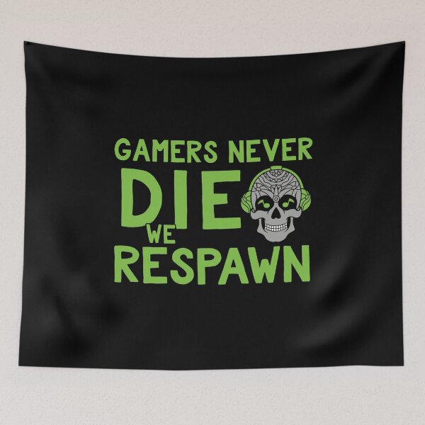 Item preview, Gamers Never Die We Respawn Skull PC Console Mobile Gaming Designs designed and sold by SpiritWestDesig.