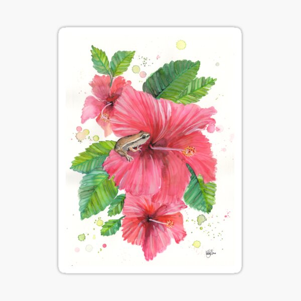 Item preview, Coqui Frog & Hibiscus Flower designed and sold by 3willows.