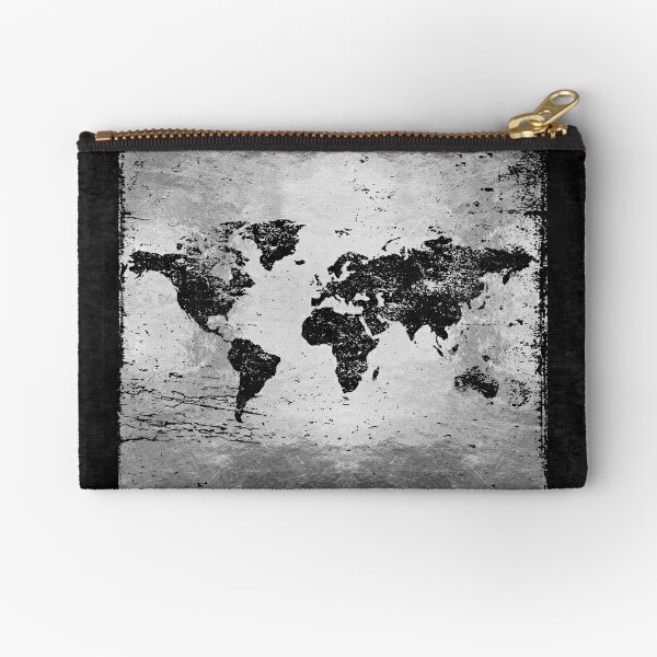 Grunge World Map Leather Checkbook Cover