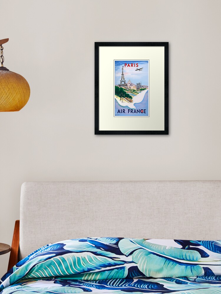 Thumbnail 2 of 7, Framed Art Print, 1950 Air France Paris Travel Poster designed and sold by retrographics.