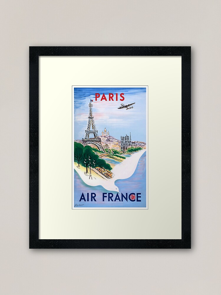 Thumbnail 1 of 7, Framed Art Print, 1950 Air France Paris Travel Poster designed and sold by retrographics.