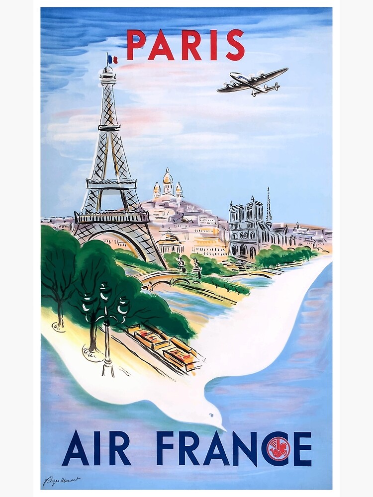Thumbnail 7 of 7, Framed Art Print, 1950 Air France Paris Travel Poster designed and sold by retrographics.