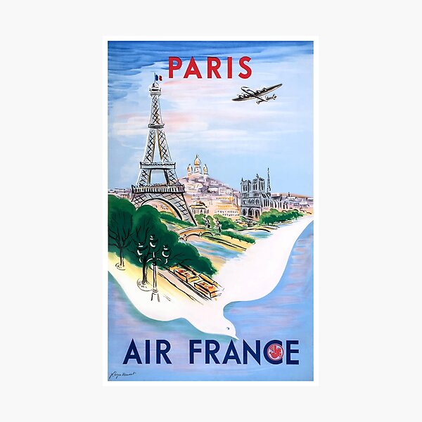 1950 Air France Paris Travel Poster Photographic Print