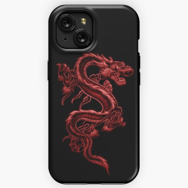 Lurnise Case Red Gold Wood Carving Dragon Chinese Style Hard Case Cover  Headphone Cases