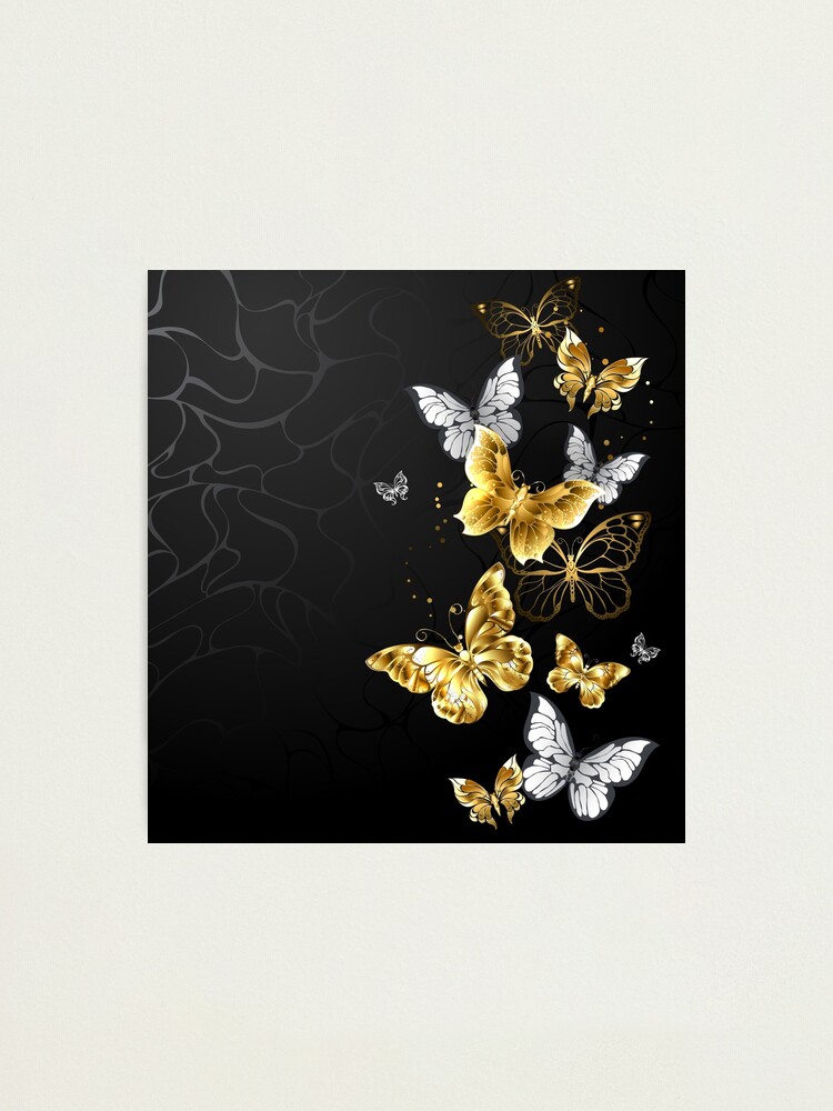 Gold and White Butterflies | Photographic Print