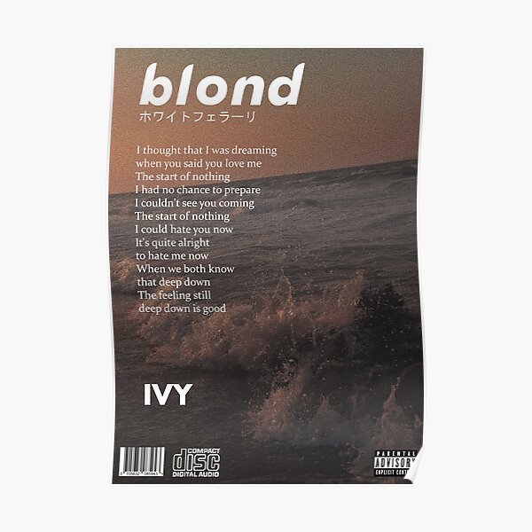 Frank Ocean - Blonde Ivy Poster Poster