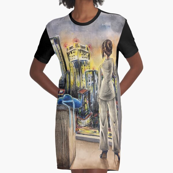 Cityscape Highlights Graphic T-Shirt Dress
