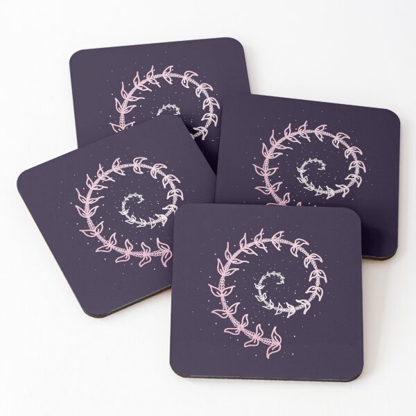 Item preview, A Pretty Pale Pink Spiral of Leaves on Dark Purple Background designed and sold by Karen McFarland.