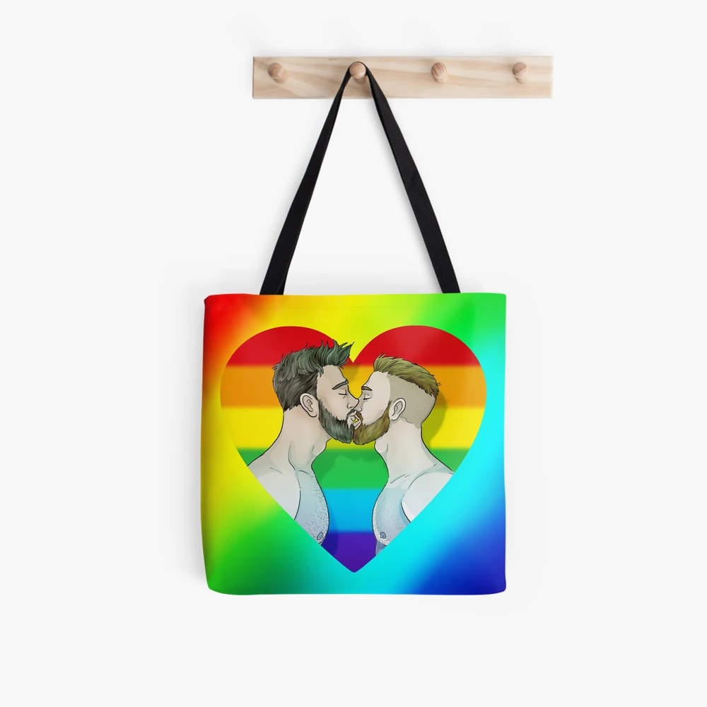 Bolsa de tela con la obra «Beso arcoiris» de gaycomic | Redbubble