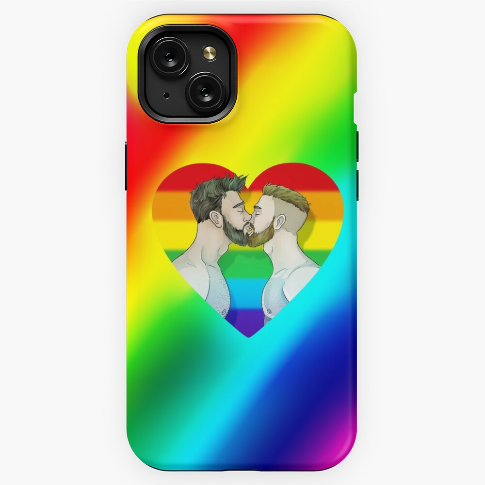 Funda de iPhone con la obra «Beso arcoiris» de gaycomic | Redbubble