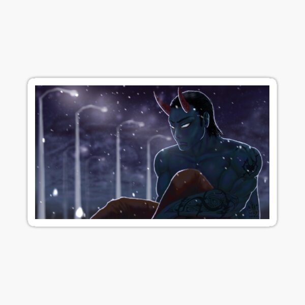 a snowy cold winter night Sticker