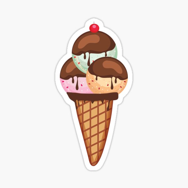 Ice Cream Cone Triple Scoop Summer Sweets Gift Sticker for Sale by  MintedFresh