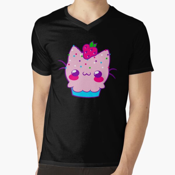 Kawaii Cupcake Kitty V-Neck T-Shirt