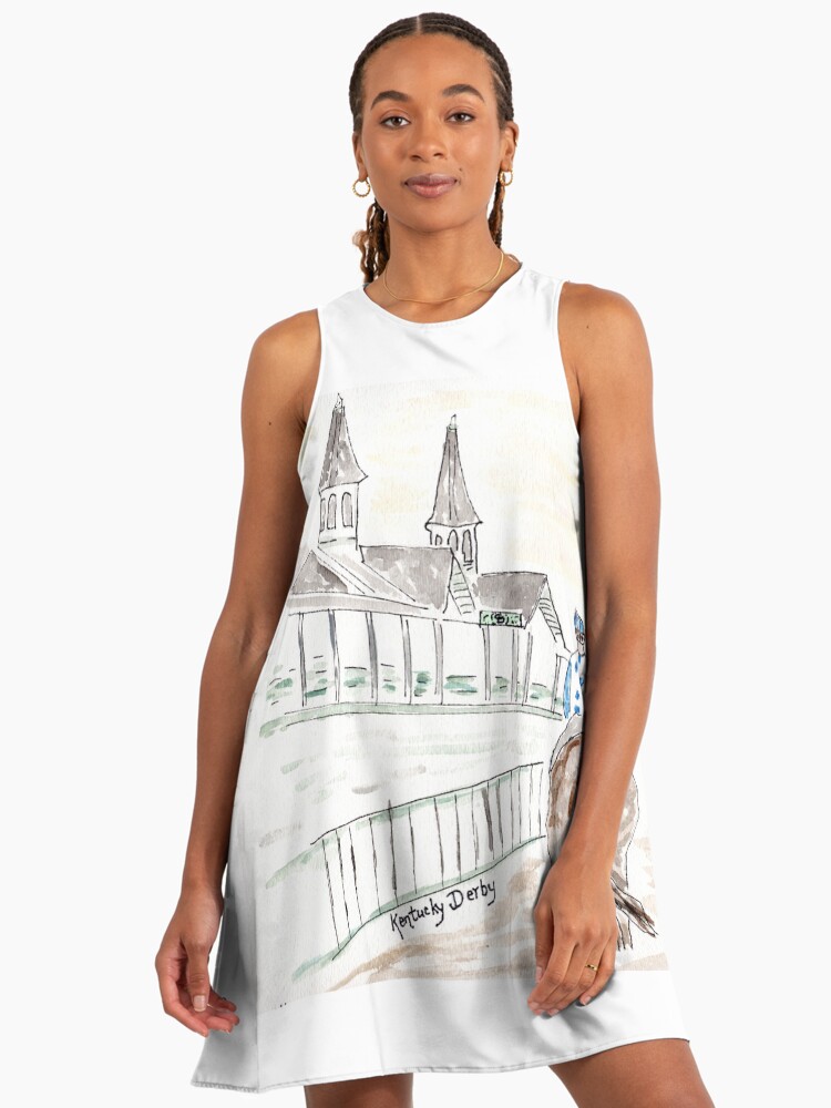 Jockey On Horse, Watercolor, Kentucky Derby, Louisville, Ky, Southern Kentucky Derby A-Line Dress