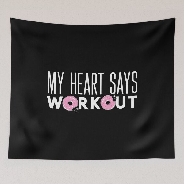Item preview, Funny Donuts Workout design - my heart says workout gift designed and sold by SwankyFine.