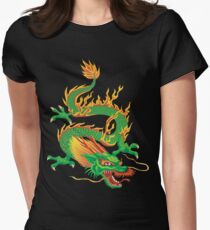 Green Oriental Dragon Women's Fitted T-Shirt