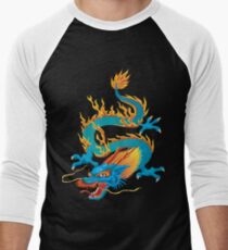 Blue-yellow Oriental Dragon Men's Baseball ¾ T-Shirt