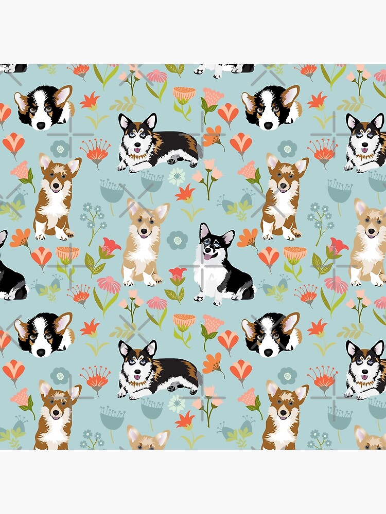 Cute Summer Corgi Flower Pattern by UtArt