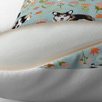 Alternate view of Cute Summer Corgi Flower Pattern Throw Pillow