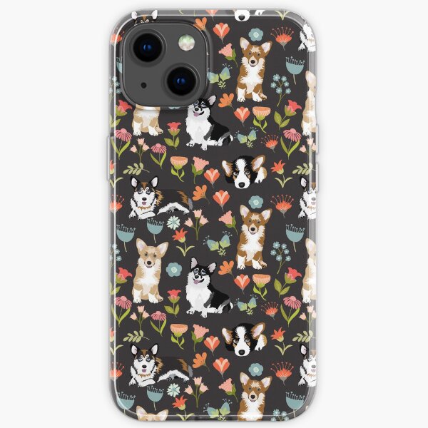 Cute Summer Corgi Flower Pattern iPhone Soft Case