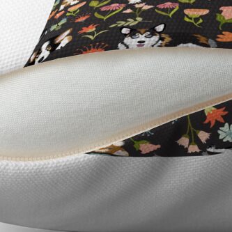Alternate view of Cute Summer Corgi Flower Pattern Throw Pillow