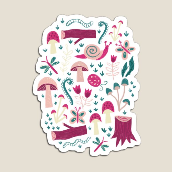 Dark Green Mushroom Field Forest Magnet