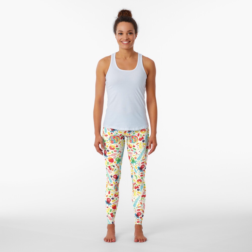 Candy Pattern - White Leggings