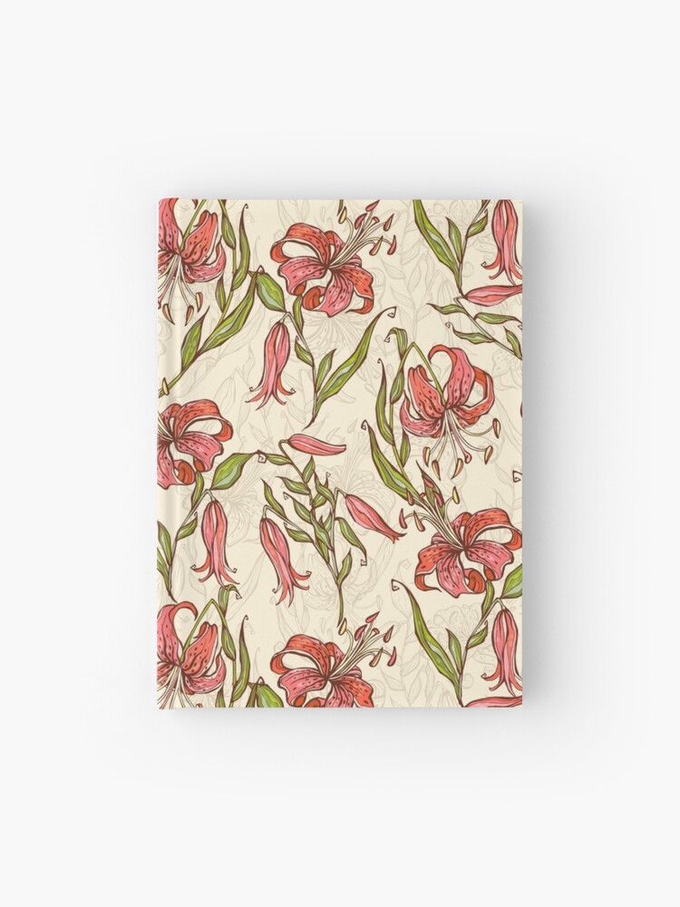 Cuaderno de tapa dura «Patrón floral de azucenas rojas» de Kanae19 |  Redbubble