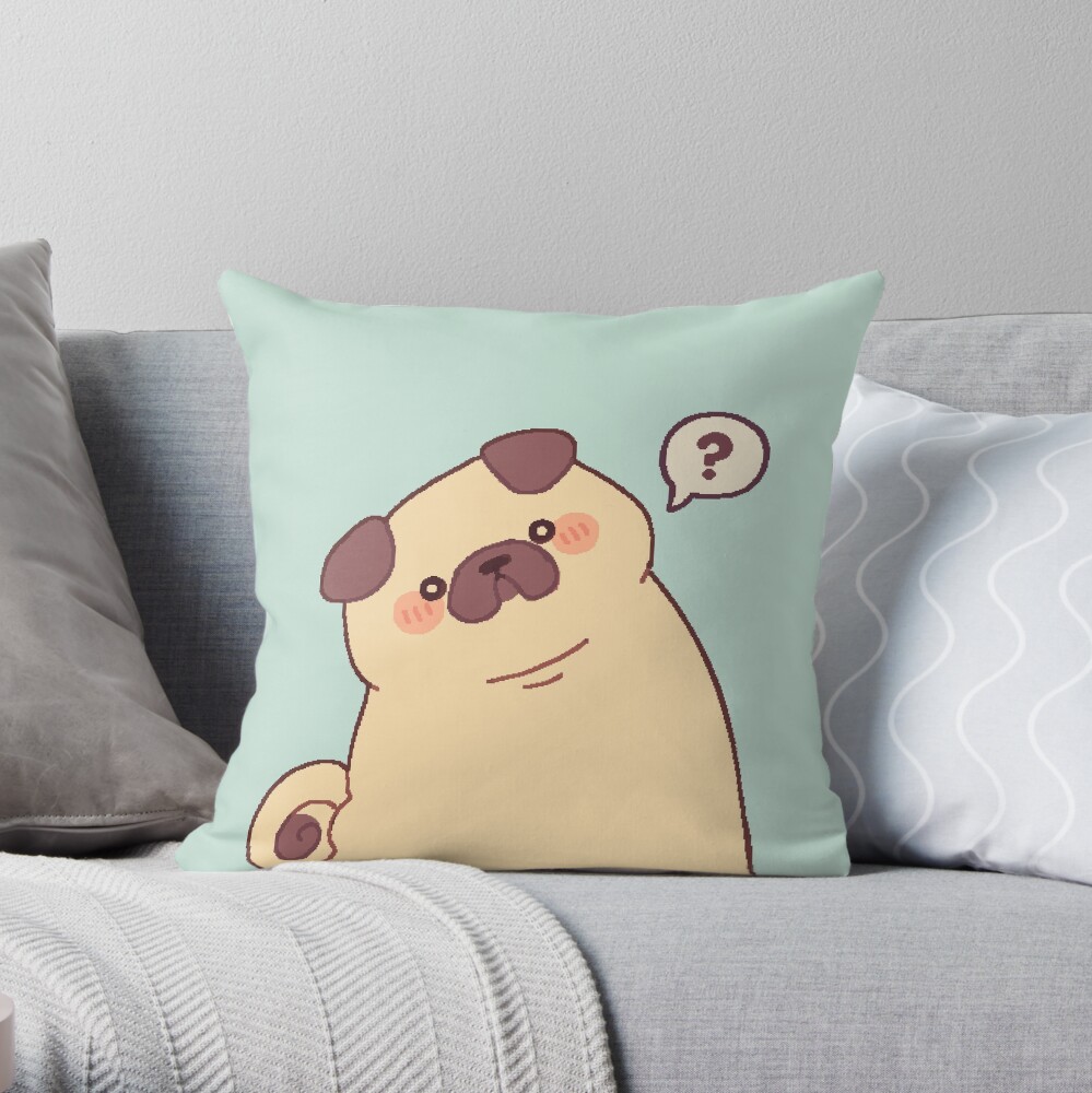 Cute & Confused Chubby Pixel Pug - Long boye Throw Pillow