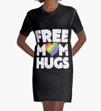 Free Mom Hugs, Free Mom Hugs Rainbow Gay Pride Graphic T-Shirt Dress