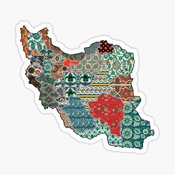 Map of Iran with Iranian Patterns/Designs/Motifs Sticker