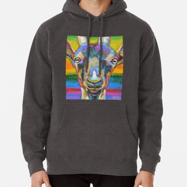 Colorful Cute FARM GOAT by Robert Phelps Pullover Hoodie