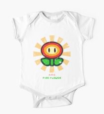 Body de manga corta para bebé Fuego flor retro japones mario