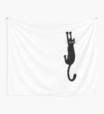 Black Cat Holding On Tapestry