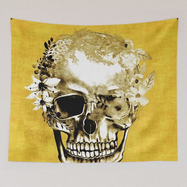 Item preview, Yellow Floral Skull designed and sold by Nora Gad.