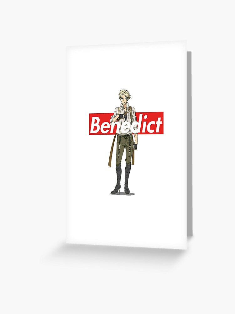 benedict blue supreme box logo violet evergarden anime greeting card by shizazzi redbubble redbubble