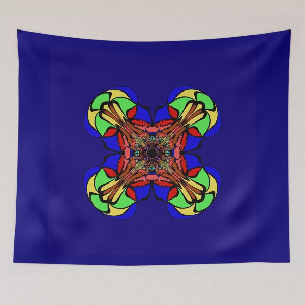 Item preview, Mandala multicolor licuado sobre un fondo azul oscuro designed and sold by Tony Ruther.