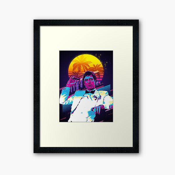 Scarface arte retro Lámina enmarcada
