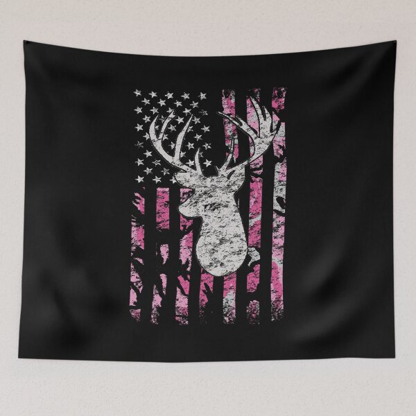 Item preview, Deer Hunting Buck Pink Camouflage Flag designed and sold by wilsonellis.
